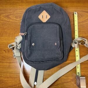 Cute Backpack / Purse - Canvas Mini Backpack Shoulder Bag Gray Zippers